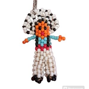 Native American Doll Beaded Necklace hand-woven, Tribal, 10.5"